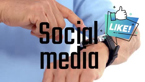 Animación-Del-Texto-De-Las-Redes-Sociales-A-Mano-Usando-Un-Reloj-Inteligente