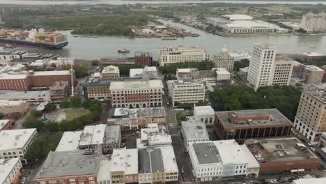 Large-cargo-ship-barge-passing-through-Savannah-River-in-Georgia