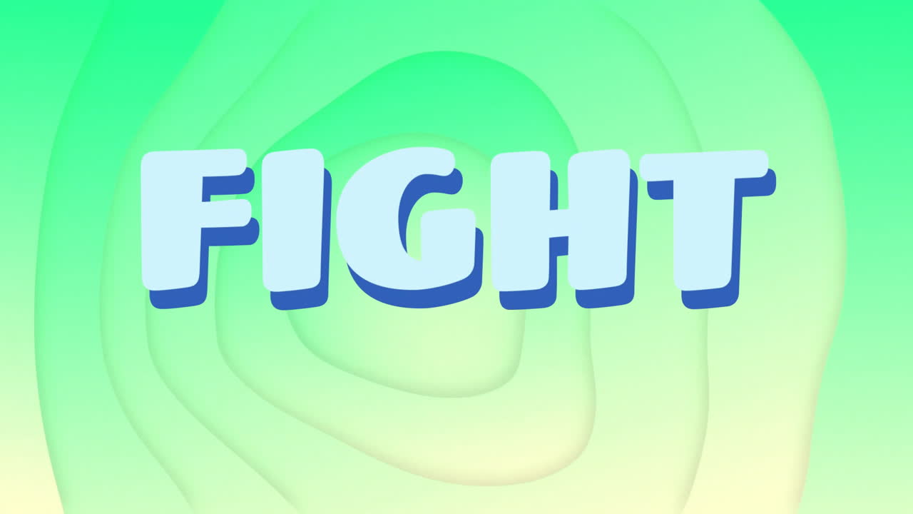 Animation of fight text over green background