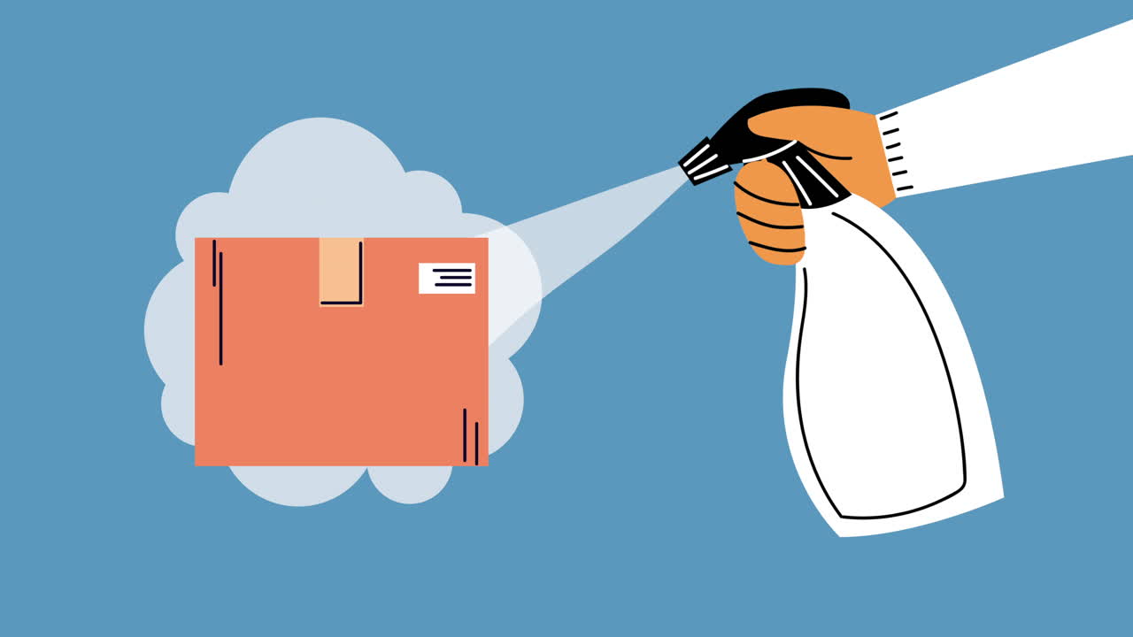 스프레이 병 소독제와 상자 박스