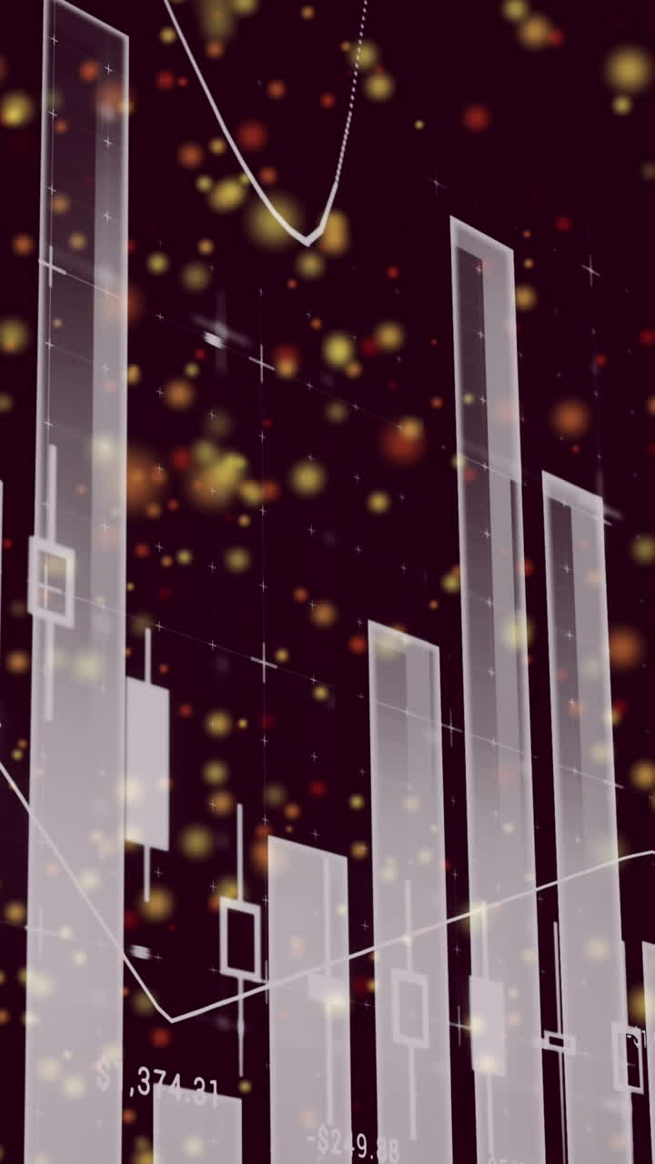 animación del gráfico y los puntos que se mueven sobre fondo marrón