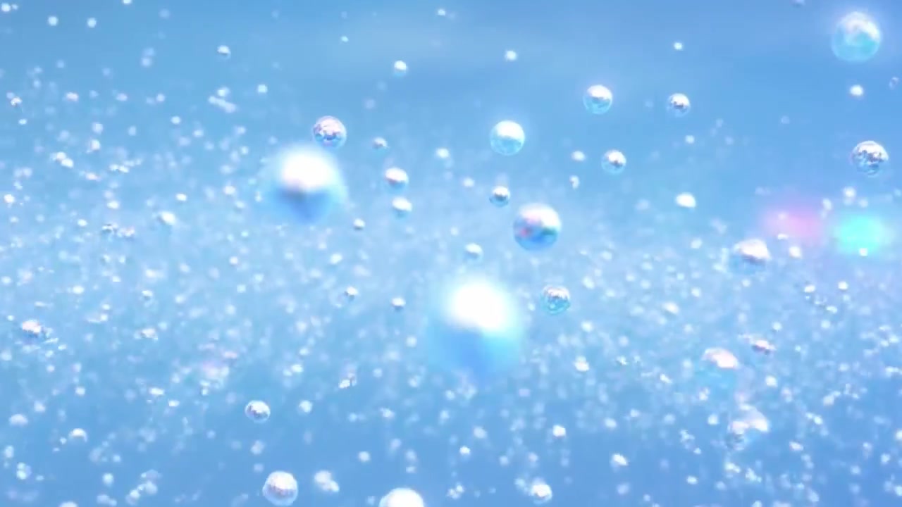 Abstract Background of Floating Bubbles Rising in Blue Water