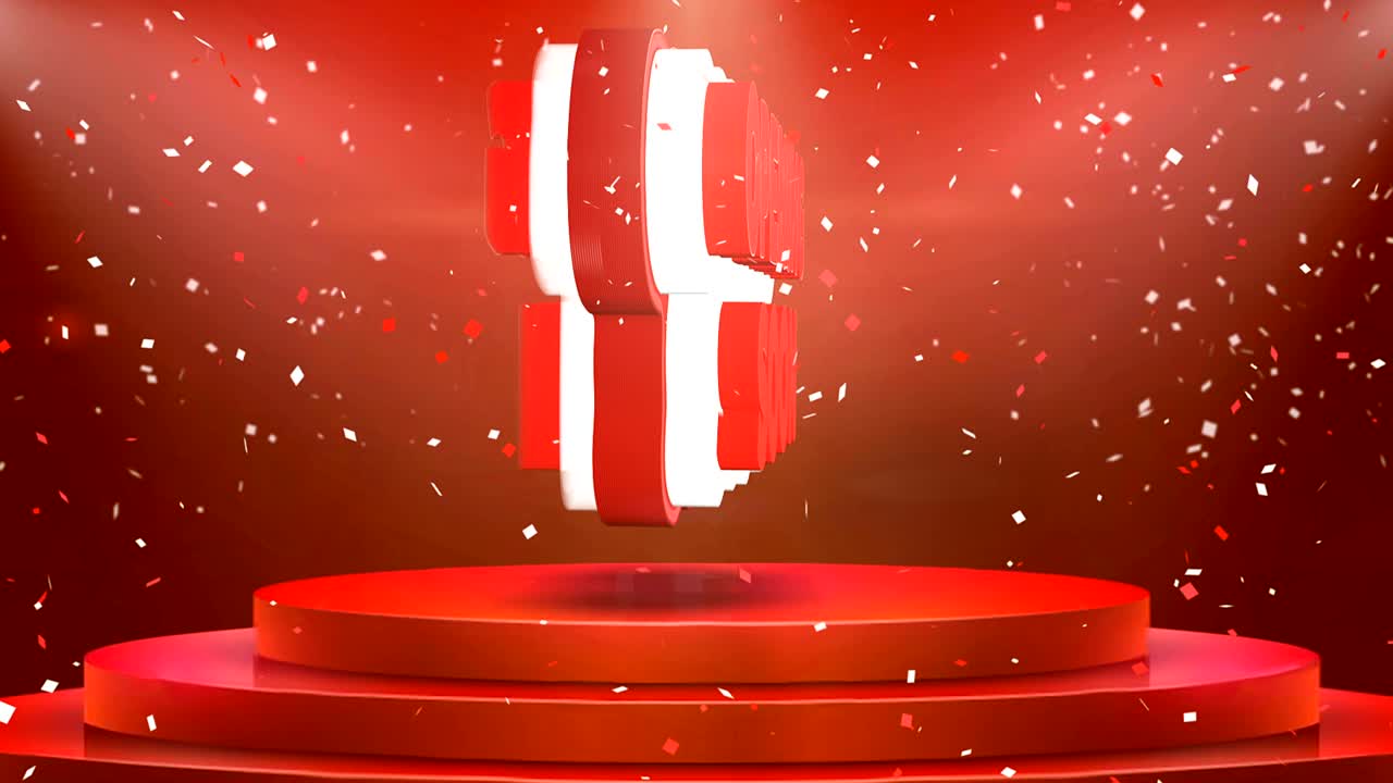 곧 열리는 텍스트 애니메이션 무대 포디움 콘페티 루프 애니메이션