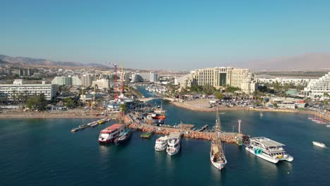 a drone fotage of a tropical marina