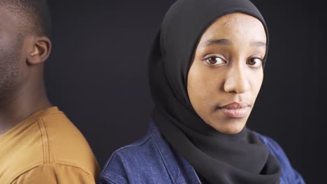 muslim young woman wearing hijab. portrait of young african muslims.