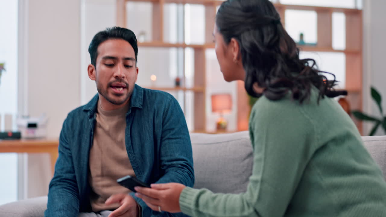 Couple, phone and argument
