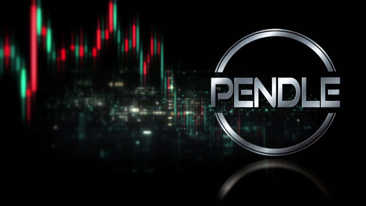 Futuristic digital background highlighting advanced cryptocurrency and encryption technology, featuring blockchain networks and secure cryptographic systems : PENDLE