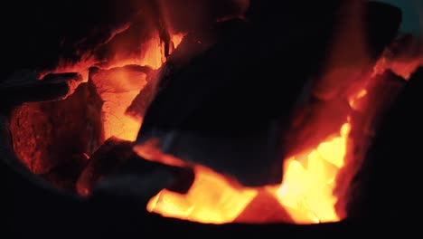 burning charcoal on the fireplace