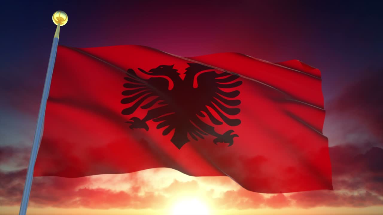 4k bandera muy detallada de albania en bucle