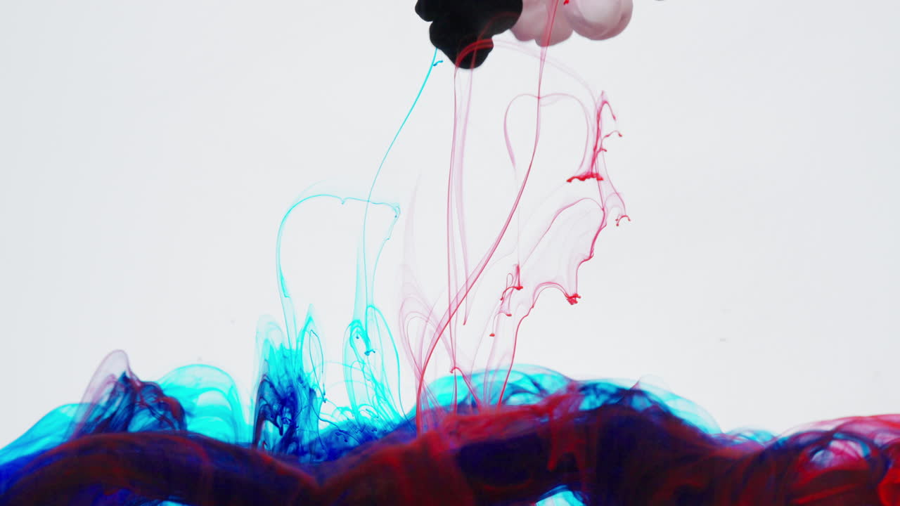 Abstract Black Ink Clouds in Water on White Background, Conceptual Art Visual