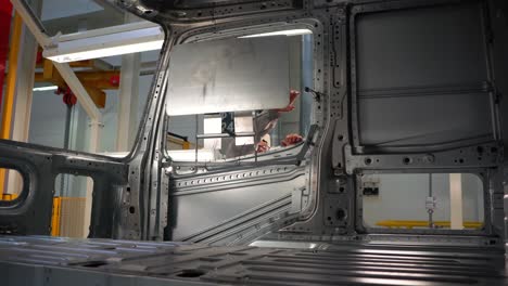 truck cab assembly in a manufacturing facility