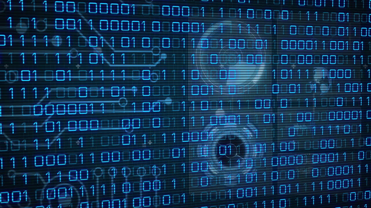 Animation of data processing over black background