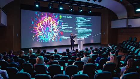 presentación de negocios ante una gran audiencia