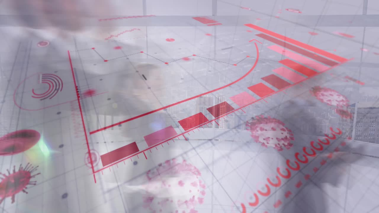 다양한 사업가들이 걸어다니는 데이터 처리의 애니메이션