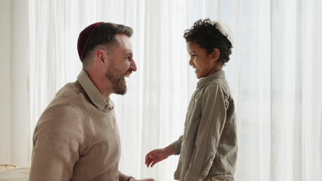 Family,-high-five-and-father-with-boy-child