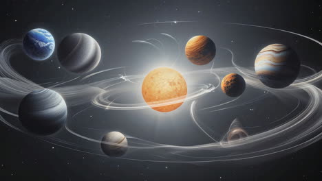 abstract planetary system with central star and orbits