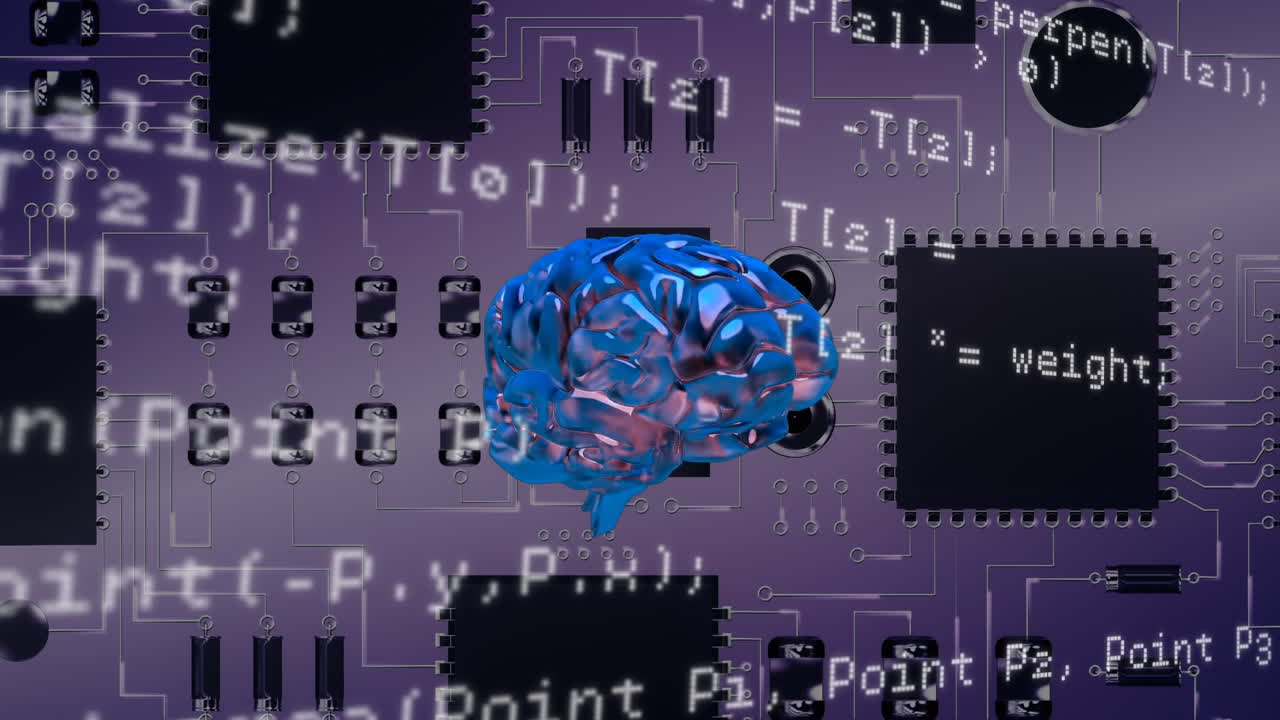 cerebro brillante y placa de circuito de computadora