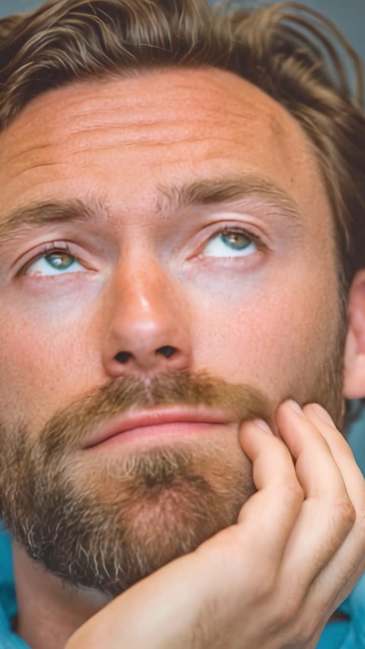 A Contemplative Moment: Exploring the Depths of Thoughtfulness Through a Close-Up of a Pensive Man's Expression