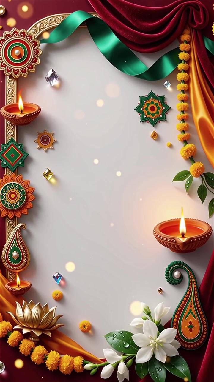 Sfondo del Festival Diwali con lanterne e decorazioni tradizionali Diyas.