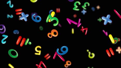 vibrant numbers and symbols cascade in darkness