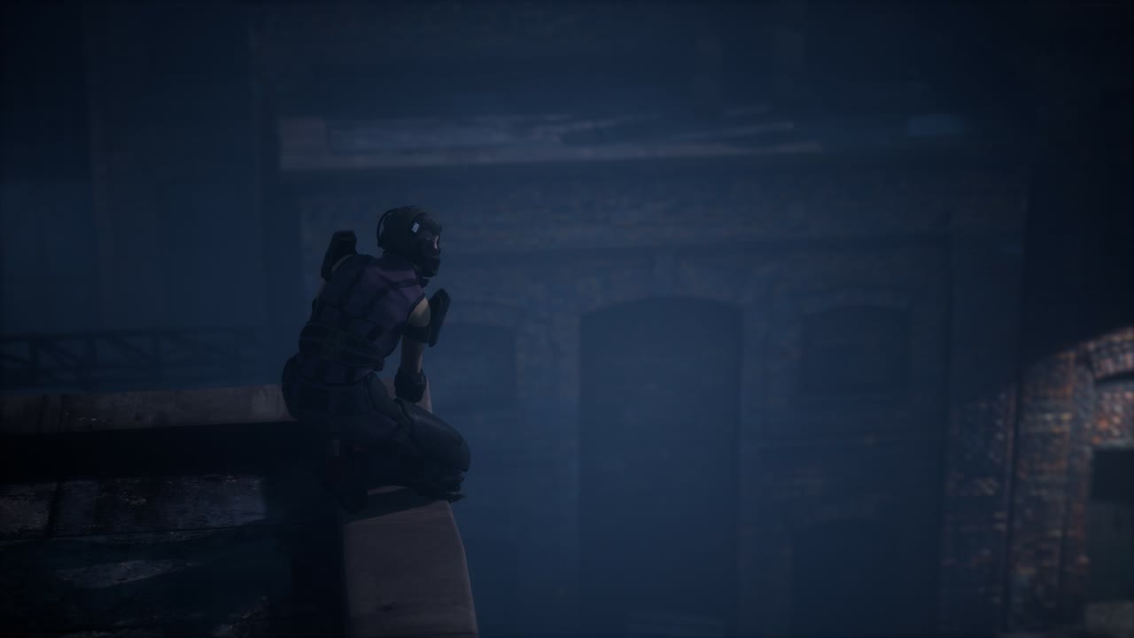 mujer al estilo de cyberpunk en el techo