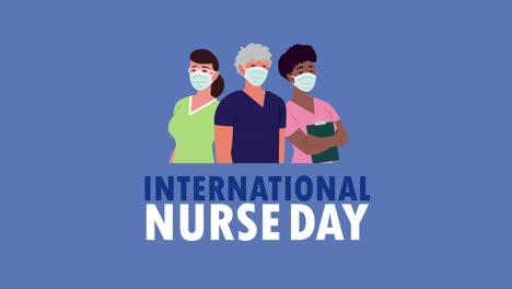 international nurse day lettering with interracial nurses staff