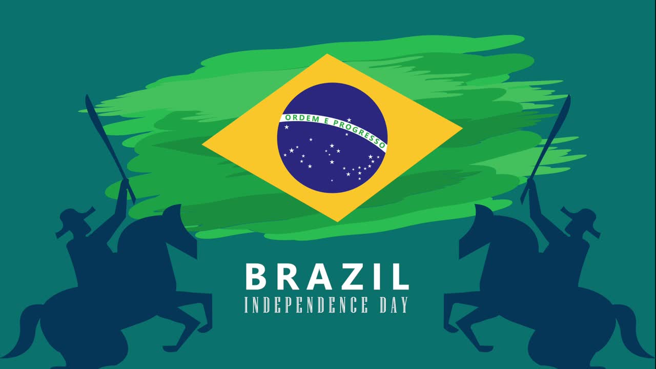 lettering Independência do Brasil com cavalo