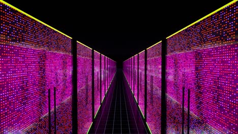 un centro de datos moderno, una sala de servidores con luces de neón, un iot de aprendizaje en 4k.