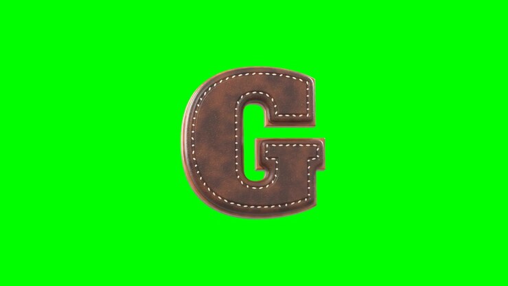 Lettera G in pelle 3D che ruota su green screen