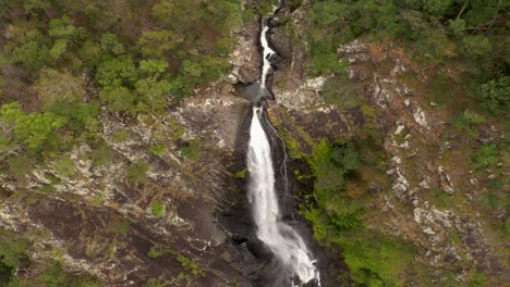 Windin-Falls-waterfall-top-down-aerial,-Atherton-Tablelands,-Queensland,-Australia