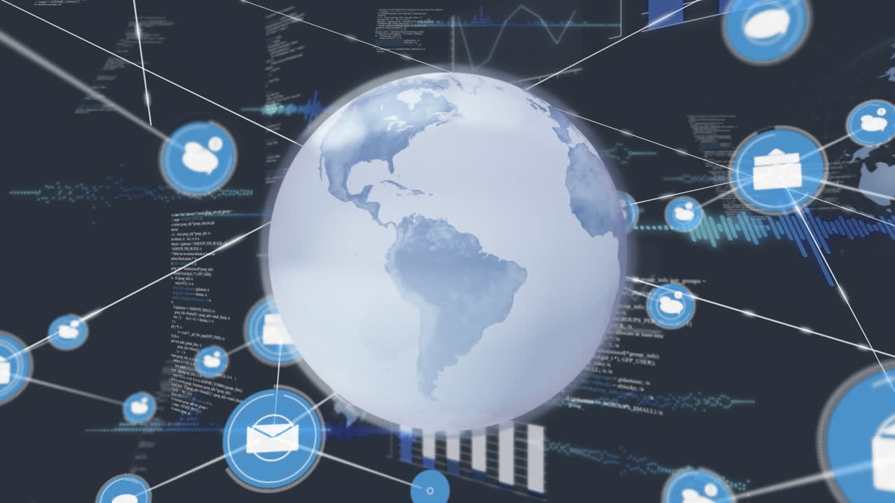 지구의 애니메이션, 데이터 처리 및 연결 네트워크