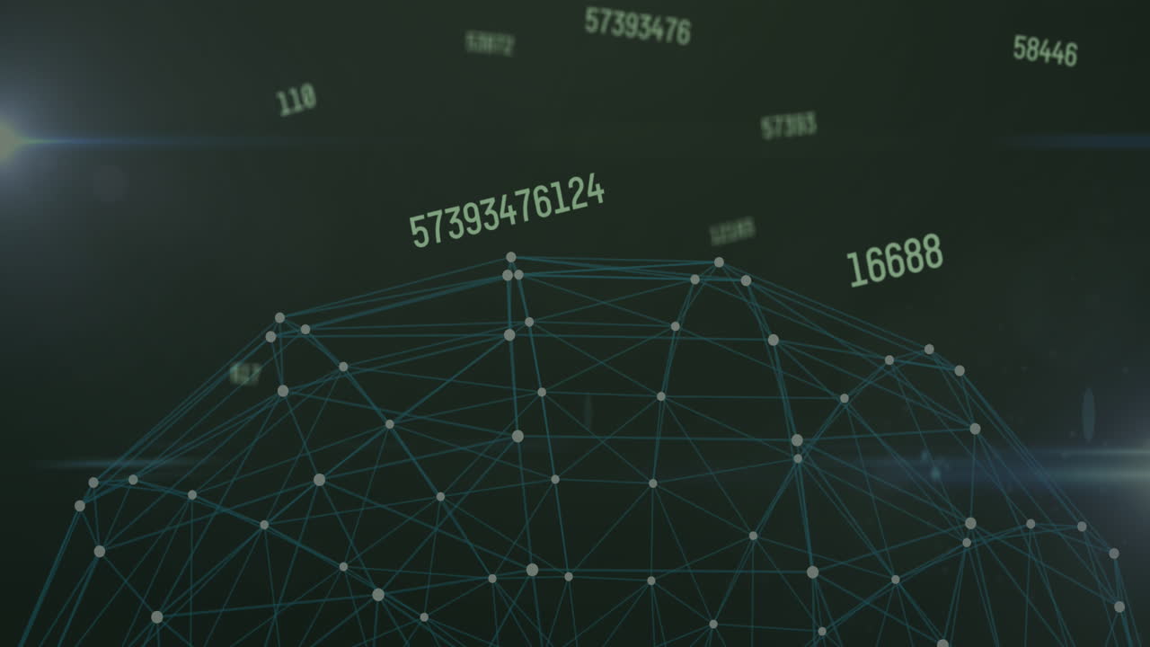Animation of globe of network of connections with numbers changing