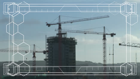 digital composite of construction cranes