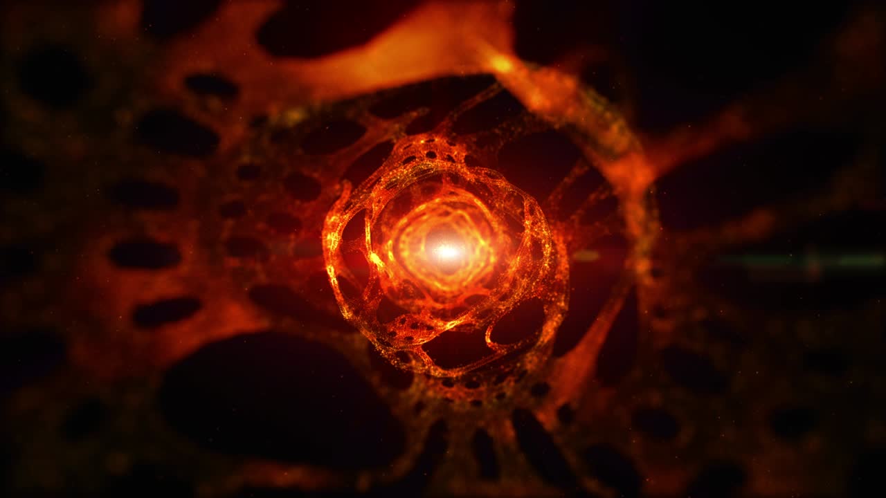 색상 추상 기술 디지털 터널 및 디지털 입자 흐름 배경