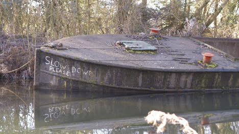 a canal barge left to rot