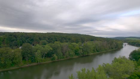 Drone-reveal-aerial-of-the-Susquehanna-in-Nineveh-and-Afton-NEW-York