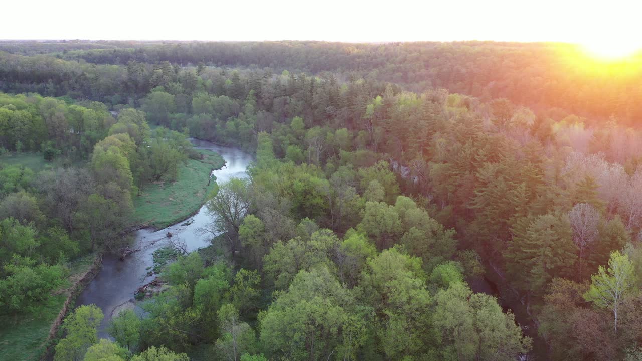 Sunset over a Scenic River Valley