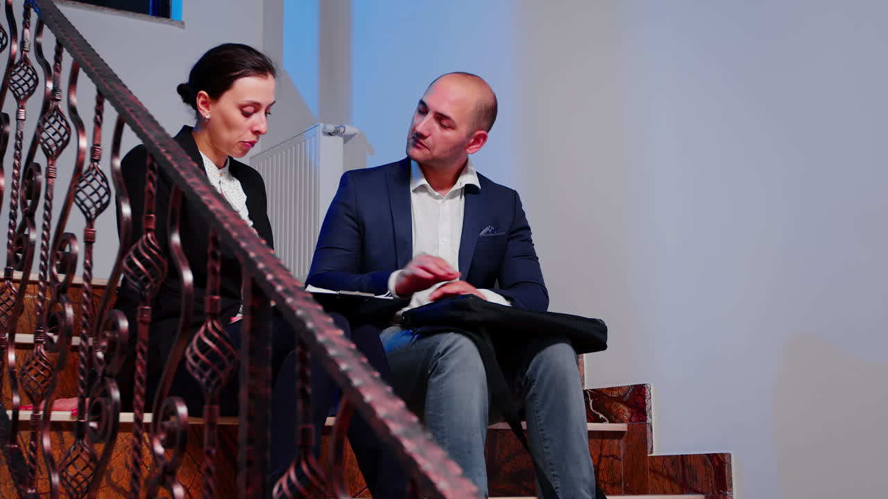 empresarios que trabajan horas extras en la construcción de la empresa