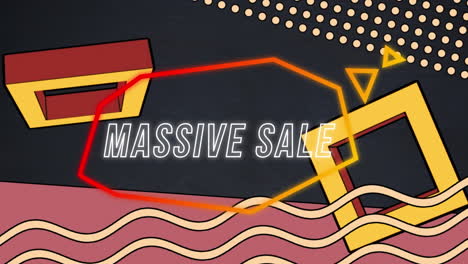 animación de texto de venta masiva en burbuja de habla retro sobre fondo abstracto