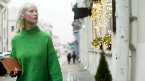 young girl walking in the street