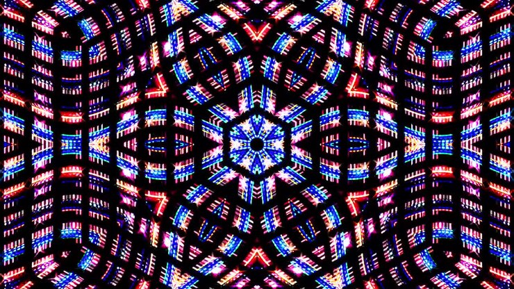 shining bright lines set wave motion, colorful, on black background