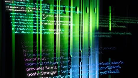 animazione dell'elaborazione dei dati contro la sala server del computer