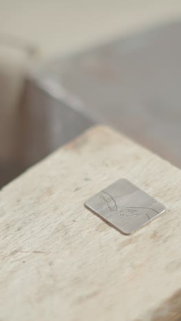 crafting a metal engraving with the creation of adam motif