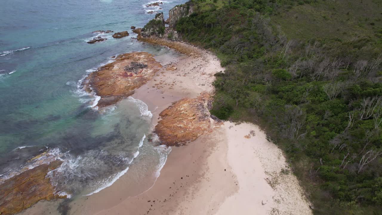 Rocky Shore At Diamond Head Beach, NSW, Australia - Drone Shot