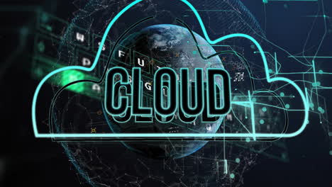animación de texto en la nube en todo el mundo y procesamiento de datos financieros