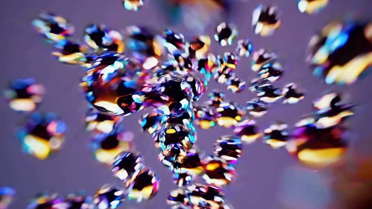 Iridescent soap bubbles floating against a deep blue background, displaying vibrant colors and creating a mesmerizing, dreamlike abstract visual filled with enchanting reflections