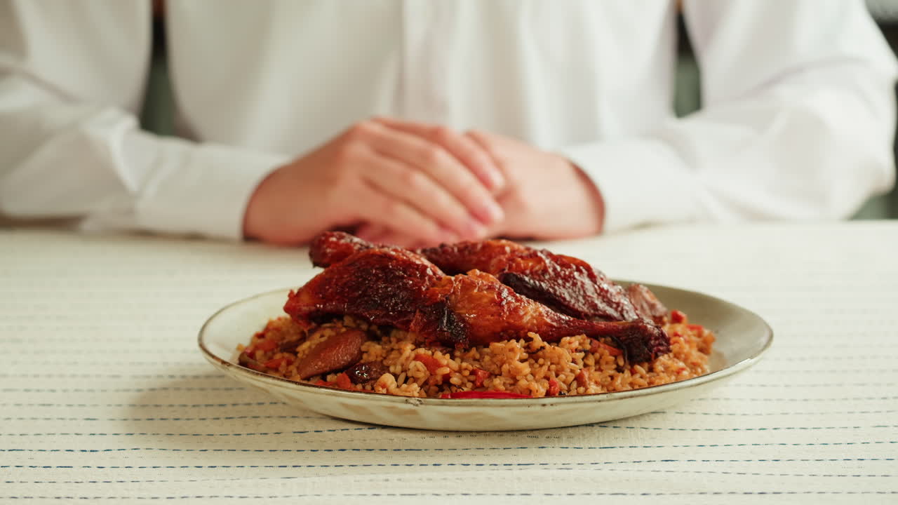 pollo asado con arroz