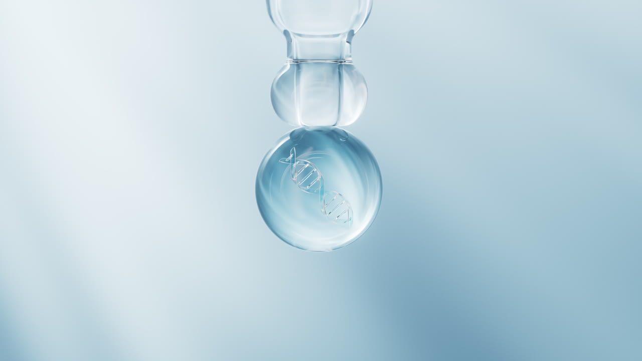Zakraplacz do płynnych kosmetyków i biologiczne DNA, render 3D