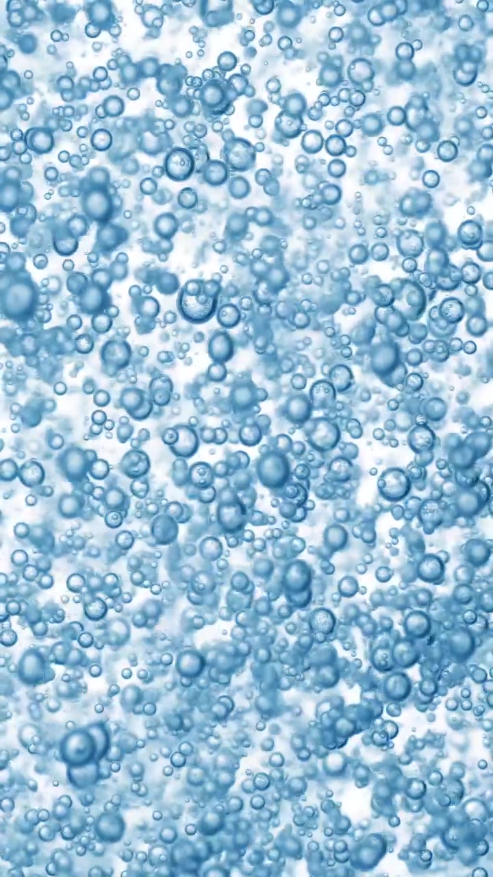 Sfondo astratto di bolle d'acqua blu con sfere d'aria galleggianti