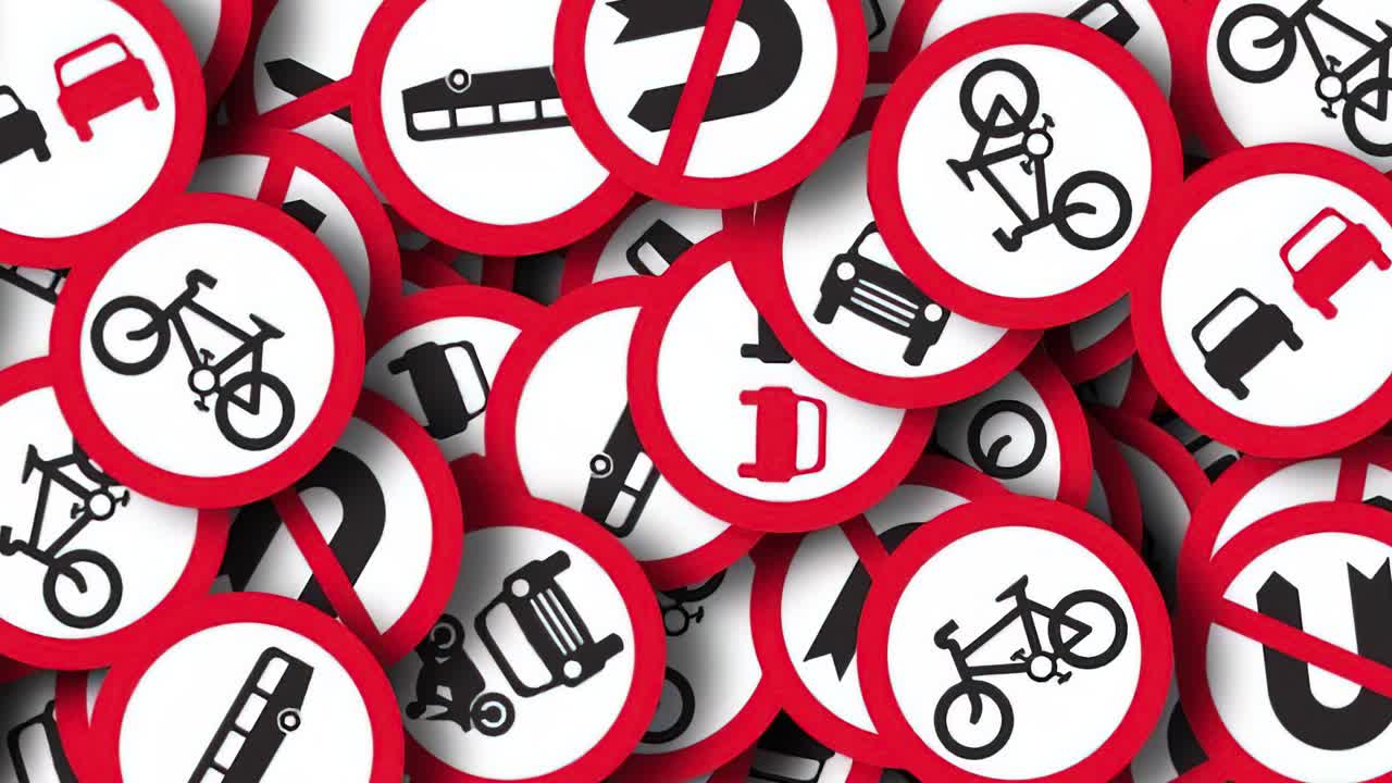 Pile of traffic signs as background